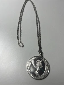 Vintage MUTTERTAG 1973 STERLING ANHÄNGER floral mit Kette Halskette - Bild 1 von 3