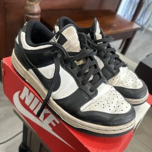 Nike Dunk Low Retro Panda White Black Boys Size 6Y DD1391-100 Used - Picture 1 of 7