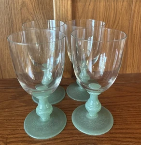 Villeroy Boch Isabelle Jade Green Crystal Water Goblets 6 7/8” Set of 4 - Picture 1 of 5