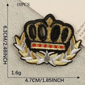 Embroidered Iron-on Applique black/gold/silver/red 2+12 x 1+7/8 inch - Imagen 1 de 3