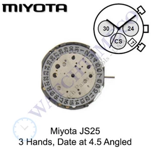 Genuine Miyota JS25 Movement Japan 3 Hands, Date at 4.5 Angled - Picture 1 of 2