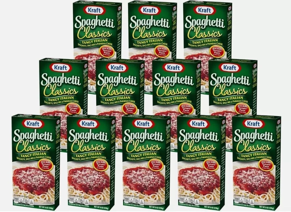 Kraft Spaghetti Classics: mezcla italiana tangy con parmesano (tamaño 8 oz) paquete de 12 Foto 1 de 1