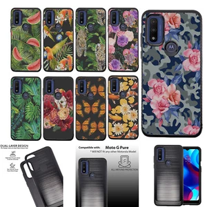 Case For [Motorola Moto G Pure][EMBOSSED DUO SET16] Dual Layer Floral Slim - Picture 1 of 41
