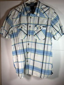 Oakley Button Up Kurzarm Hemd Gr. Large kariert blau/weiß Taschen - Bild 1 von 5