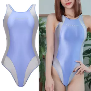AMORESY Damen Satin glänzend Surf Bademode wettbewerbsfähiger Badeanzug Bademode - Bild 1 von 58