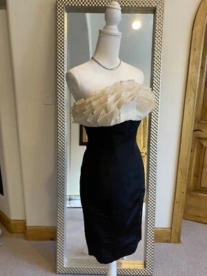 Nuevo Vestido Lápiz Jason Wu Seda Sin Tirantes con Detalle Crema Volantes Talla 6 EE. UU. Foto 1 de 4