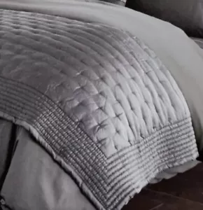 DONNA KARAN 1pc SILKLY QUILT THROW BLANKET 50”x70”CHARCOAL SILK BLEND NIP $450 - Picture 1 of 8