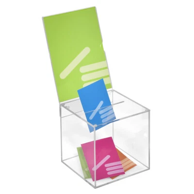 Losbox aus Acrylglas 150x150x150mm, mit Topschild 150x150mm / Aktionsbox - Bild 1 von 4