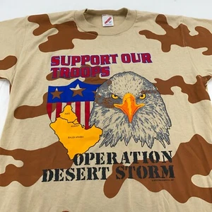 vintage 90s OPERATION DESERT STORM CAMOUFLAGE T-Shirt M/L iraq war military army - Picture 1 of 8