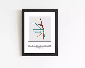 Minimalist Chicago "L" Metro Map - Picture 1 of 3