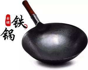 Chinese 100% Hand Hammered Iron Woks Stir Fry Pans, Non-Stick, No Coating, Less - Picture 1 of 12
