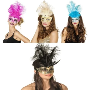VENIZIANISCHE FEDERMASKE # Karneval Fasching Venedig Maske Federn Maskenball - Bild 1 von 9