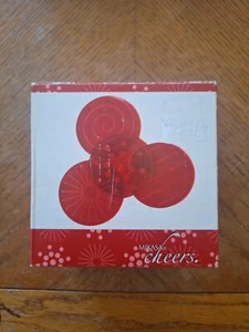 Set 4 Sottobicchieri Mikasa Cheers Rosso Rubino Motivo Vetro Colori Natale - Foto 1 di 9