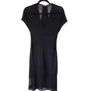 Helmut Lang Little Vestito Nero Seta Elasticizzato Jersey Maglia Matita Bodycon Donna S - Foto 1 di 8