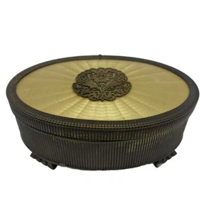 Vintage Apollo Gold Gilt Trinket 6x4” Jewelry Box Brass Trimmed Velvet Lined - Picture 1 of 19