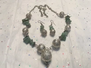Preowned Aquamarine Silver Plated Necklace & Earrings Jewelry Set Costa Rica Set - Picture 1 of 9