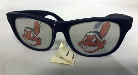Vintage GAMEDAY GLASSES Sunglasses Cleveland Indians See-Thru UV Lens MLB Blue Cover