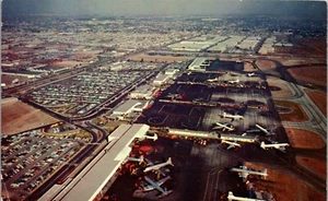 Vintage Airport Aviation Postcard Los Angeles International Posted 1955 Aerial  - Picture 1 of 3