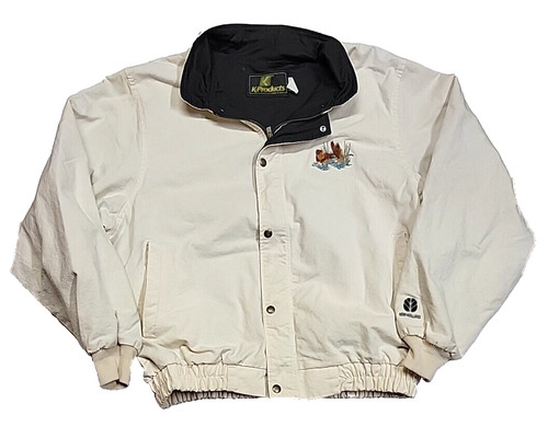 OFF WHITE Giacca vintage K Products caccia fagiano foderata in pile bianco sporco uomo XL made in US