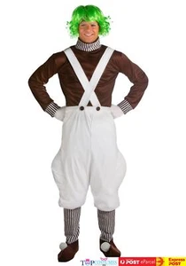 Chocolate Factory Worker + Wig Oompa Loompa Book Week Day World Men Costume - Picture 1 of 2