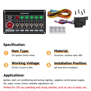 LR Racing Electric 6 Switches Ignition Control Panel Push Button Starter Switch - Picture 1 of 12