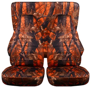 Juego completo de fundas de asiento de coche delanteras + traseras camuflaje naranja se adapta a 1989-1998 Geo Tracker - Imagen 1 de 4