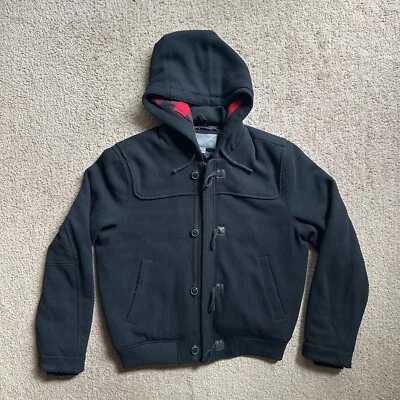 Old Navy Jacket Mens Large Wool Blend Full Zip Hood Insulated Black Pockets - Image 1 of 4