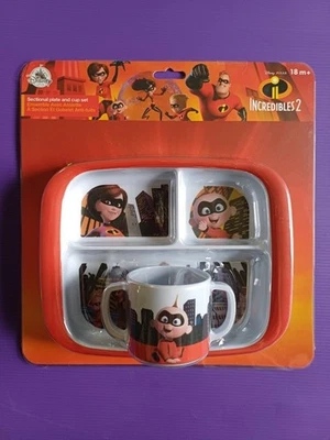 INCRÍVEIS 2 PRATOS SECCIONAIS E COPOS INFANTIS NOVO NA CAIXA - Imagem 1 de 2