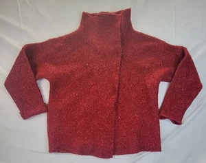 Eileen Fisher Damen Jacke Größe L Rot Italienisches Garn Langarm Pullover - Bild 1 von 9