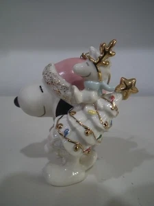 Lenox Snoopy Pink Holiday Cheer Weihnachtsschmuck skurrile Snoopy Ornamente - Bild 1 von 5