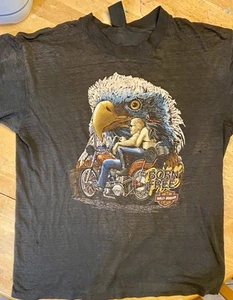 VTG 3D Emblem Harley Davidson Born Free Men Tshirt XL Single Stitch Double Sided - Picture 1 of 5