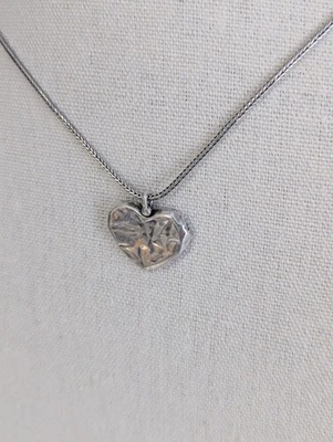 Designer Silpada 925 Hammered Heart Pendant Sterling Silver Chain Necklace 16”  - Image 1 of 4