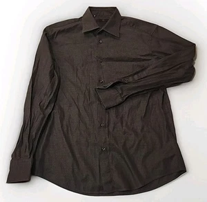 Zegna Shirt Size 42/16.5 Brown Checkered Long Sleeve Button Up - Picture 1 of 6