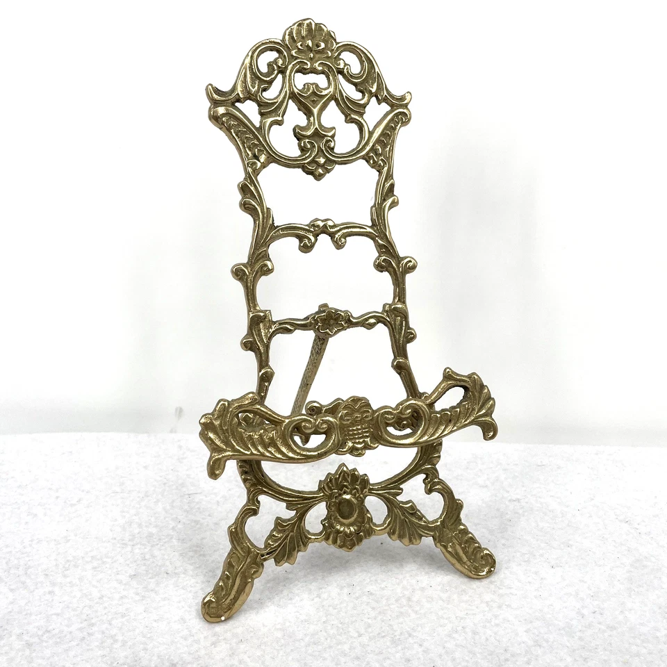 Caballete de mesa de latón barroco vintage exhibición de arte ornamentado 10" Foto 1 de 4