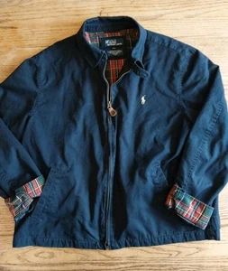 Vtg Polo Ralph Lauren Harrington Canvas Work Coat Bomber Mens XL Lined Navy Blue - Picture 1 of 8