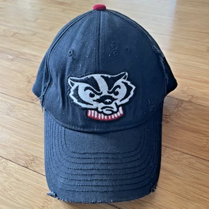 Gorra Wisconsin Badgers Usada Colección Universitaria - Negra Ajustada One-Fit Regular Sombrero - Imagen 1 de 10