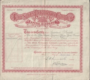 RUSSIA / OIL : The Spies Petroleum Company Limited dd 1926 issued in London UK - Picture 1 of 1