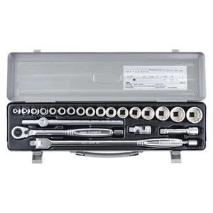 TONE Socket Wrench Set 24pcs CX3172 Drive 3/8" 9.5mm with Metal Tool Case - Picture 1 of 6