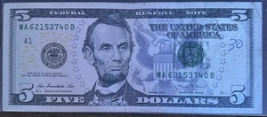 2013 $5 Fancy Serial Number Scattered Ladder MA 62153740 B - Picture 1 of 2