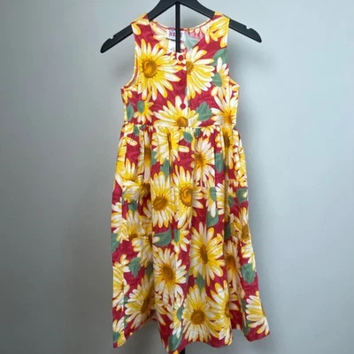 Vestido Vintage Cato Niños Rojo Girasol Floral Sin Mangas Talla 14 Hecho en EE. UU. Foto 1 de 4