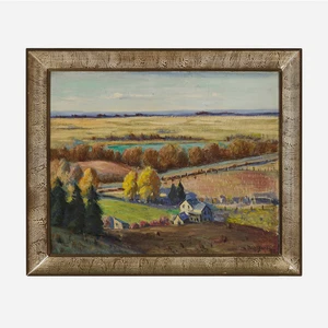 Charles W. Dahlgreen "Paesaggio dell'Illinois" dipinto ad olio originale - Foto 1 di 3