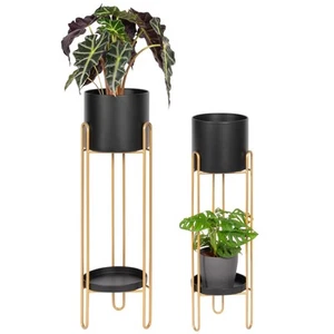 bremermann Blumenhocker 2er-Set, Metall-Blumenständer, Blumensäule schwarz/gold - Bild 1 von 8