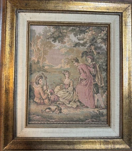 Antique pair of 19th Century French Gobelin Tapestries on Board - Picture 1 of 6