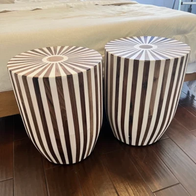 Moroccan Handmade Wood Table Side Delicate Hand Painted Exquisite Short Stunning - Image 1 of 4