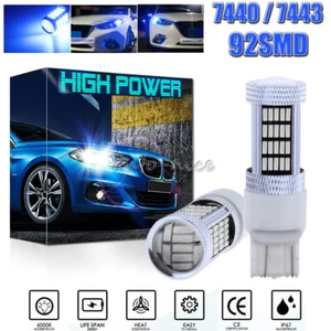2x 92SMD 7443 7444NA 7505 Blue Daytime Running Lights DRL LED Bulbs High Power - Picture 1 of 12