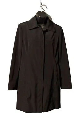 Anne Klein Women's Black Nylon Lined Button Front Long Jacket Size Small - Image 1 of 4