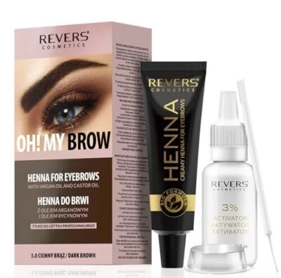 1x Bio Henna Augenbrauen Set – mit Arganöl & Rizinusöl –Dunkelbraun 3.0 – Revers - Bild 1 von 2