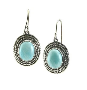 Atemberaubende Larimar 8 x 10 ovale Ohrhänger. .925 Sterling Silber  - Bild 1 von 2