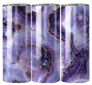 Geode Amethyst Crystal Gift For Her Him 20oz Tumbler Insulated Travel Mug Cup - Picture 1 of 3