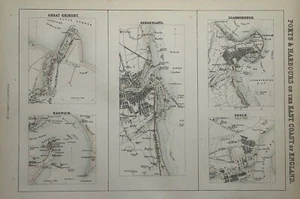 1865 Grimsby, Harwich, Sunderland, Scarborough, Goole Original Antique Map - Picture 1 of 4